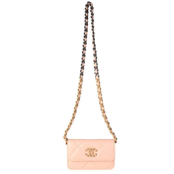 Chanel Light Orange Quilted Lambskin Chanel 19 Mini Flap Bag - Picture 4 of 8